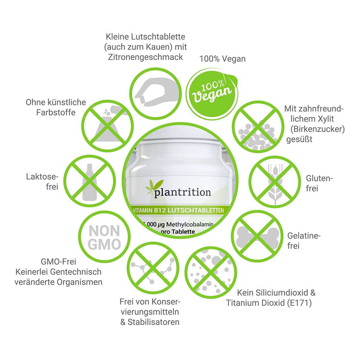 plantrition Methylcobalamin Vitamin B12 1000 µg Lutschtabletten Orange  - 100 Stück