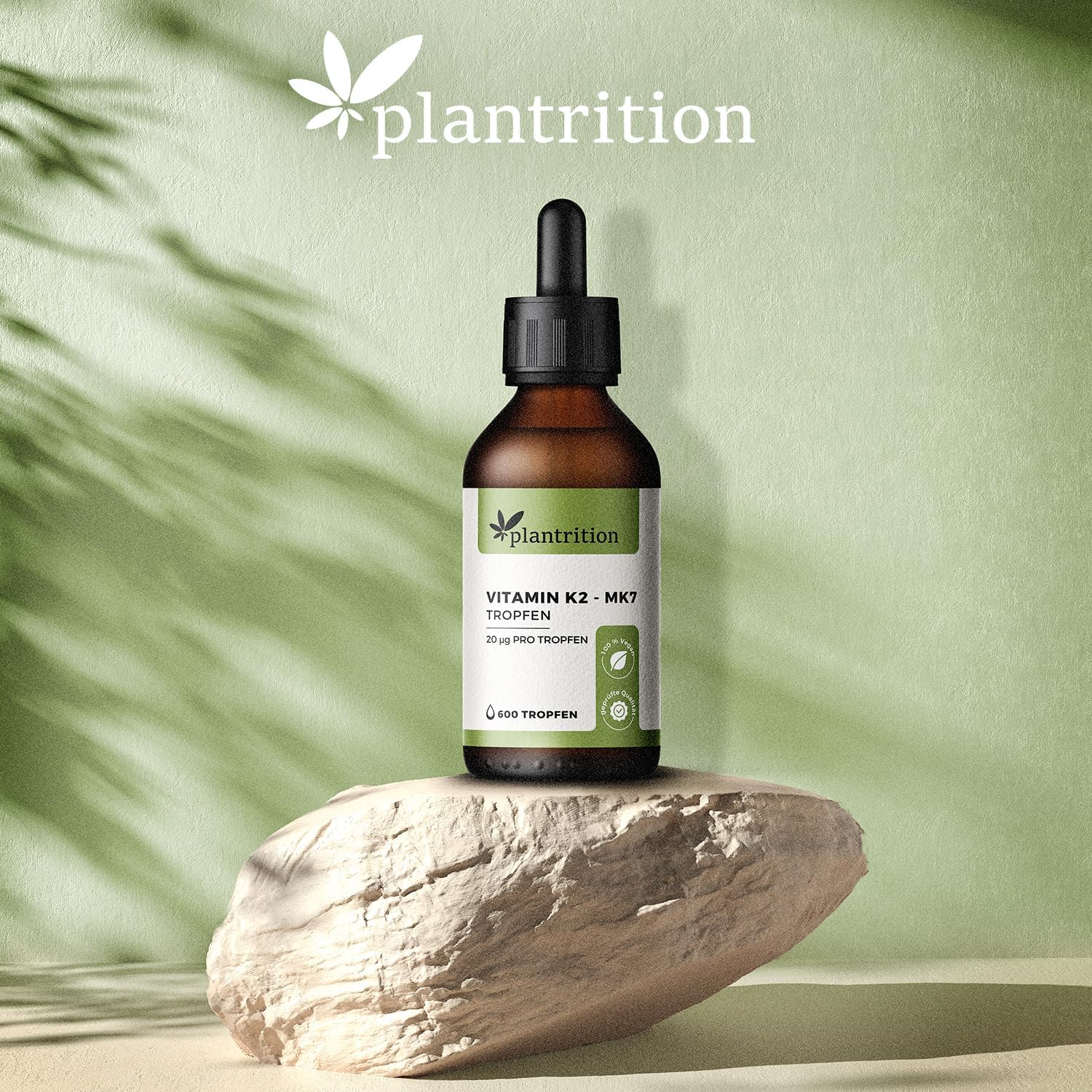 plantrition Vitamin K2 Öl Natürliches Menaquinon MK-7 600 Tropfen - 20 ML