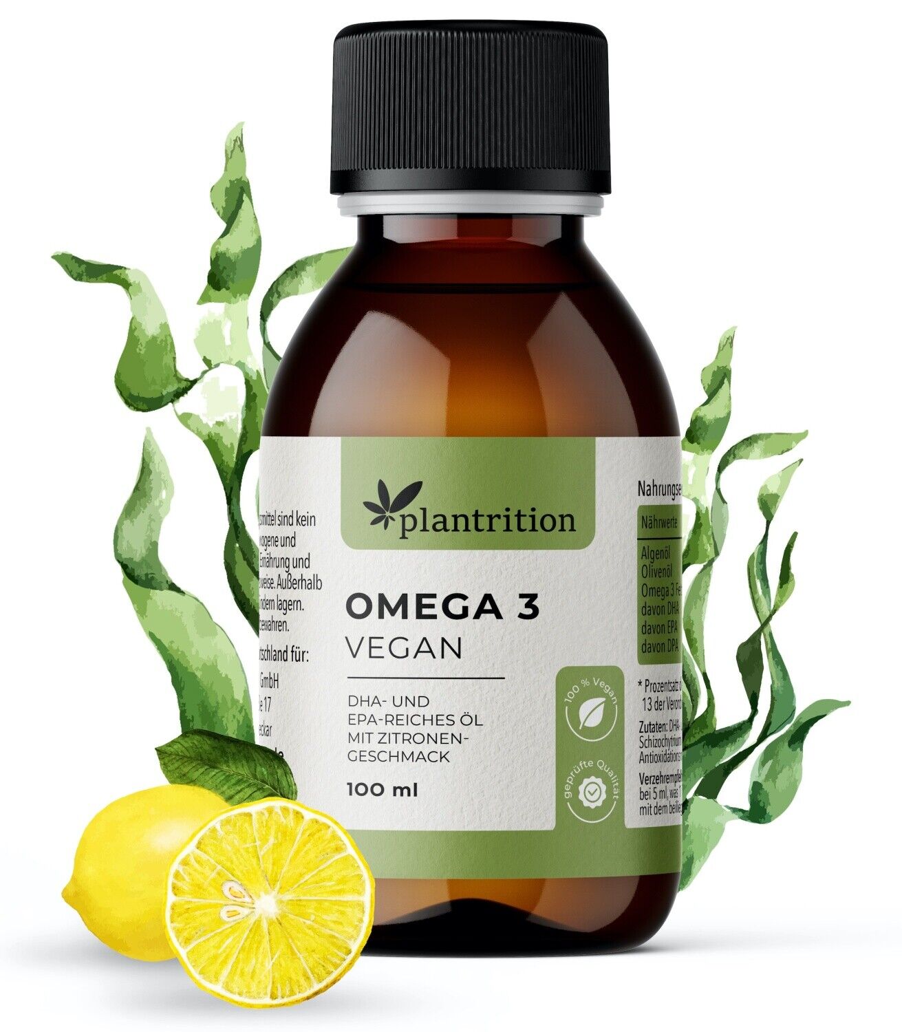 plantrition Omega 3 Vegan Algenöl EPA & DHA - Flüssig 100ML