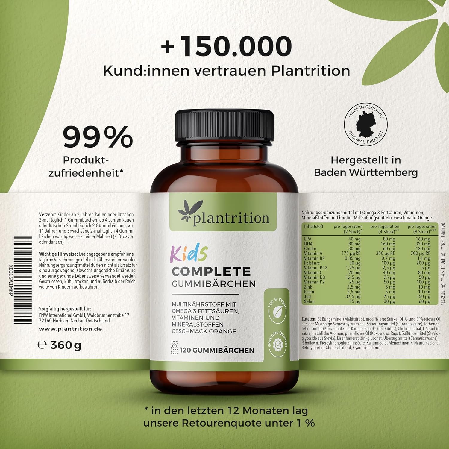 plantrition Kids Complete Multinährstoff Multivitamine