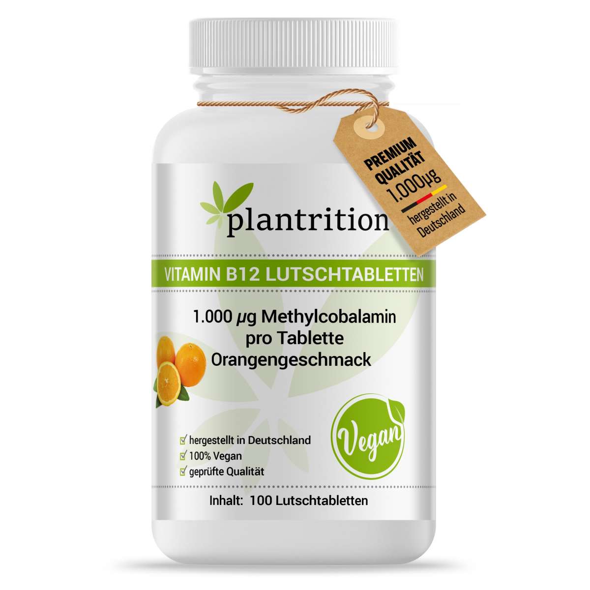 plantrition Methylcobalamin Vitamin B12 1000 µg Lutschtabletten Orange  - 100 Stück
